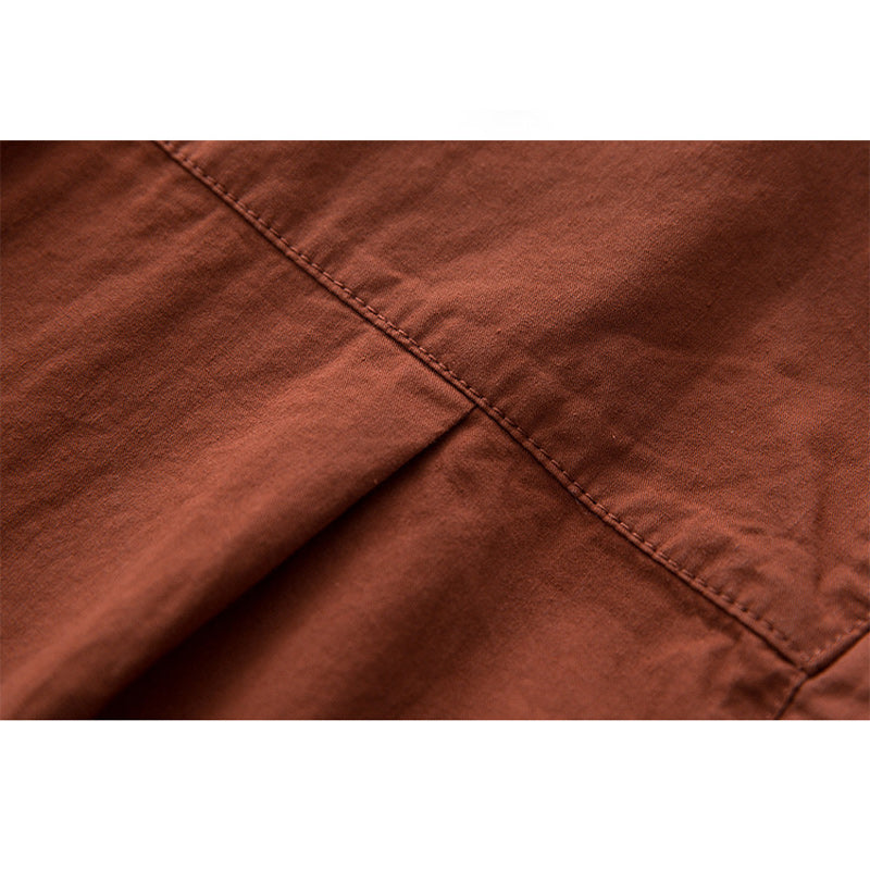 Multi-pocket plain work short-sleeved shirt