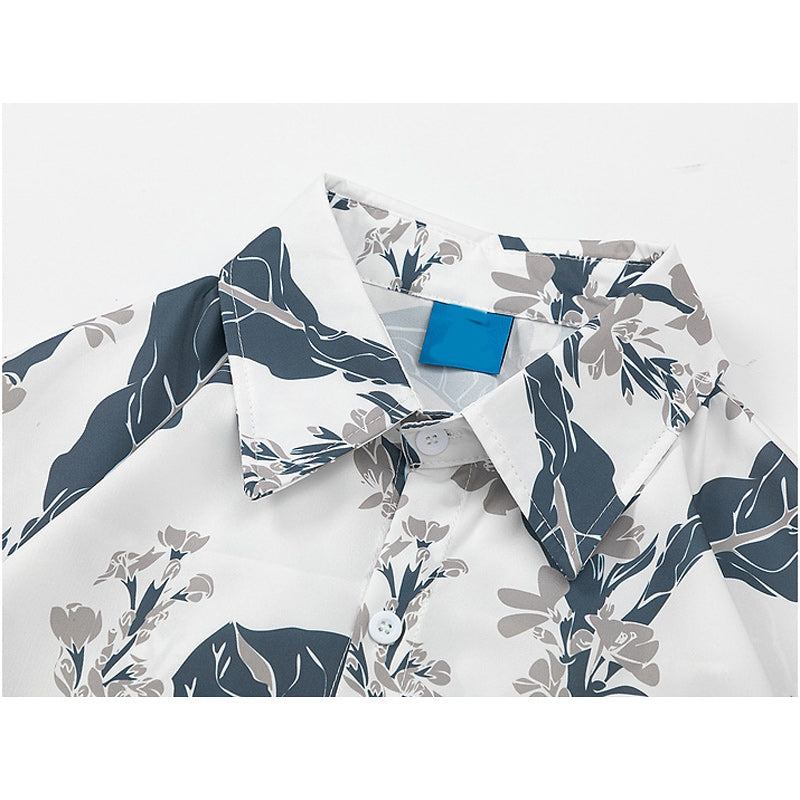 Retro Hawaiian floral short-sleeved all-over print shirt