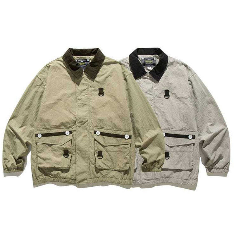 Simple retro color-coordinated neck jacket