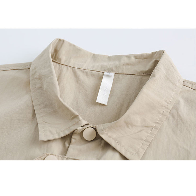 Functional pocket plain casual short sleeve shirt