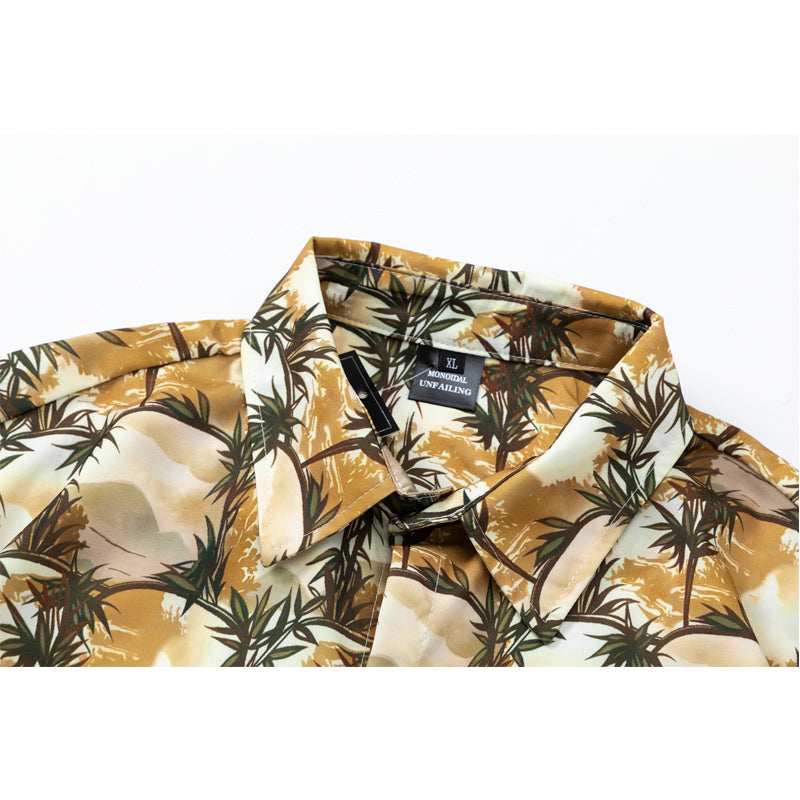 Hawaiian print short-sleeved shirt