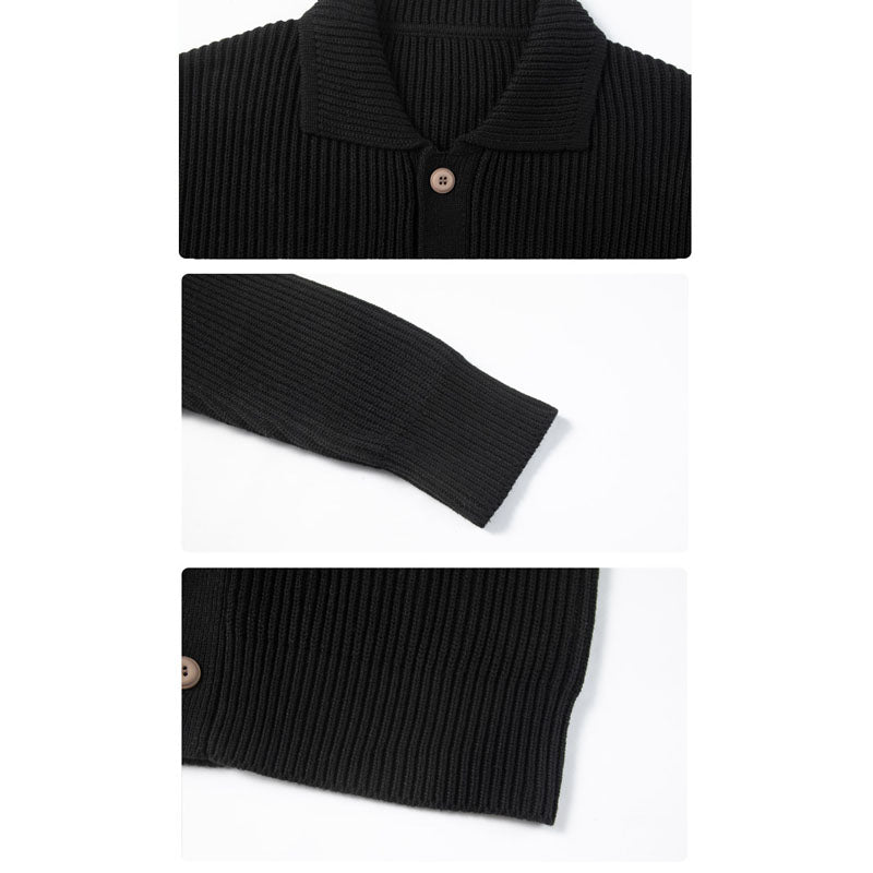 Business & Casual Collared Rib Knit Cardigan