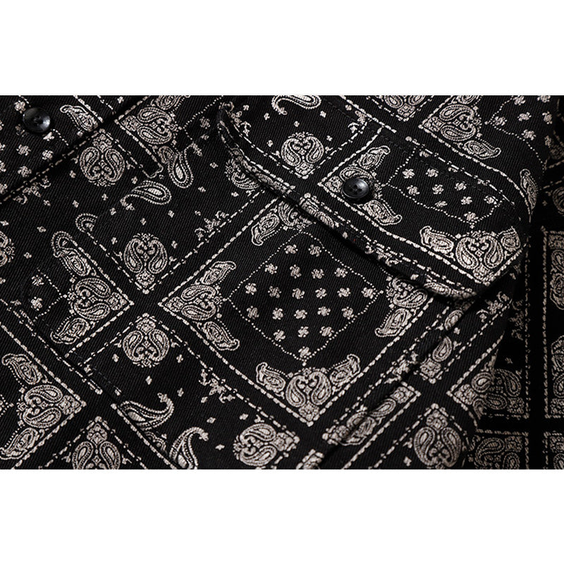 Elbow patch paisley print work shirt