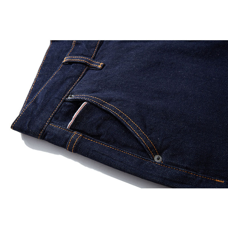 Red selvedge double primary color straight jeans