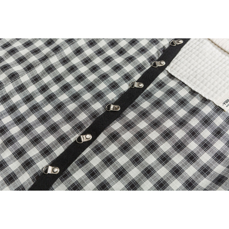 Cuban neck plaid work shirt with pocket