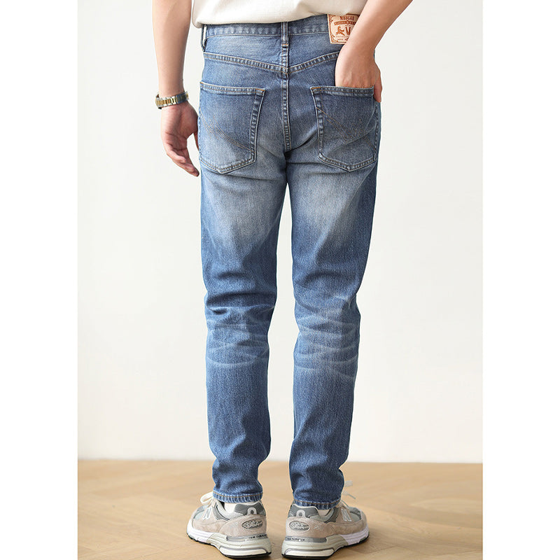 Distressed Stretch Wash Vintage Denim Pants