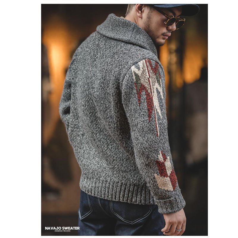 Navajo sweaterアメカジ エスニック風 へちまカラー ニットセーター