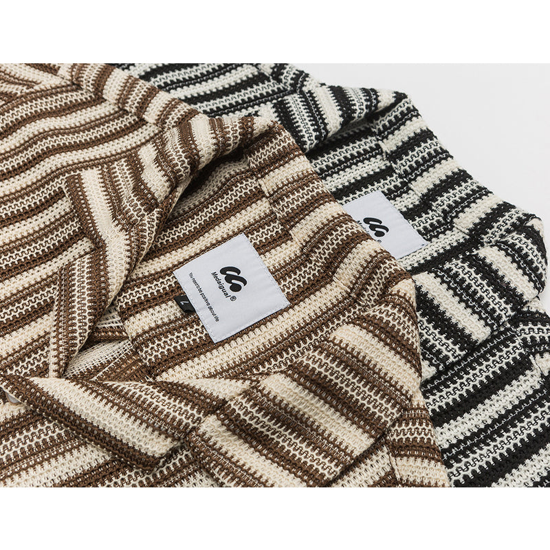 New summer bar neck striped short sleeve shirt