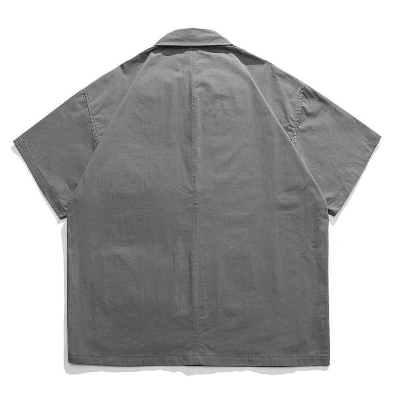 Drawcord pocket cotton short sleeve shirt available in 3 colors