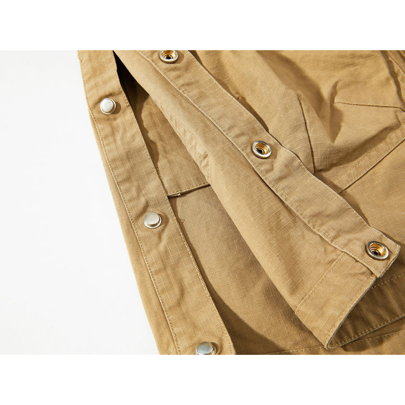 Luxurious V-neck plain functional pocket jacket
