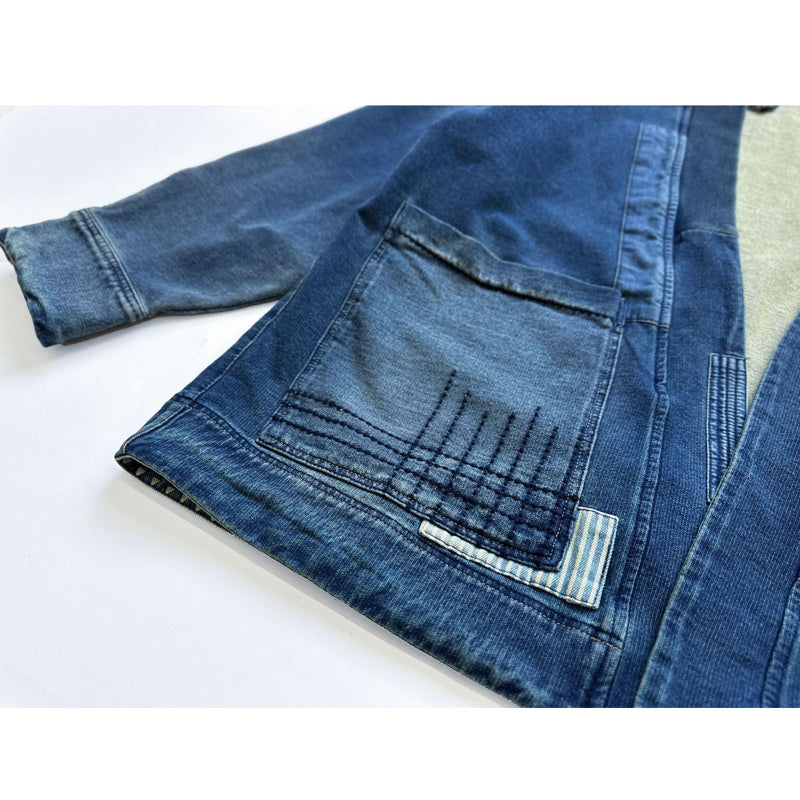 360g Heavyweight Indigo Dyed Sashiko Patchwork Hanten