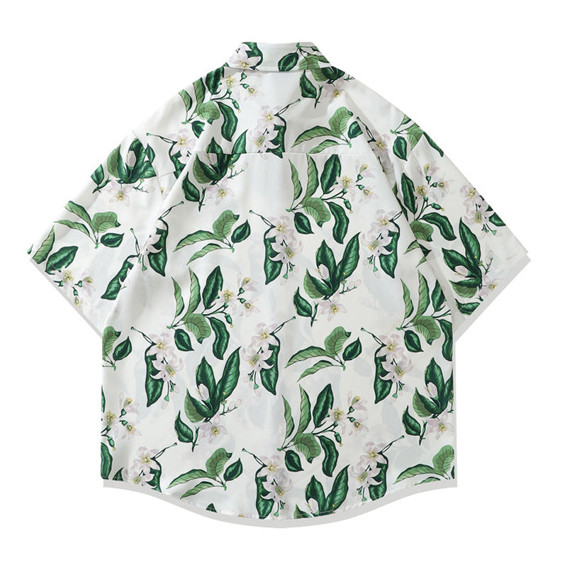Fresh Hawaiian floral short-sleeved shirt