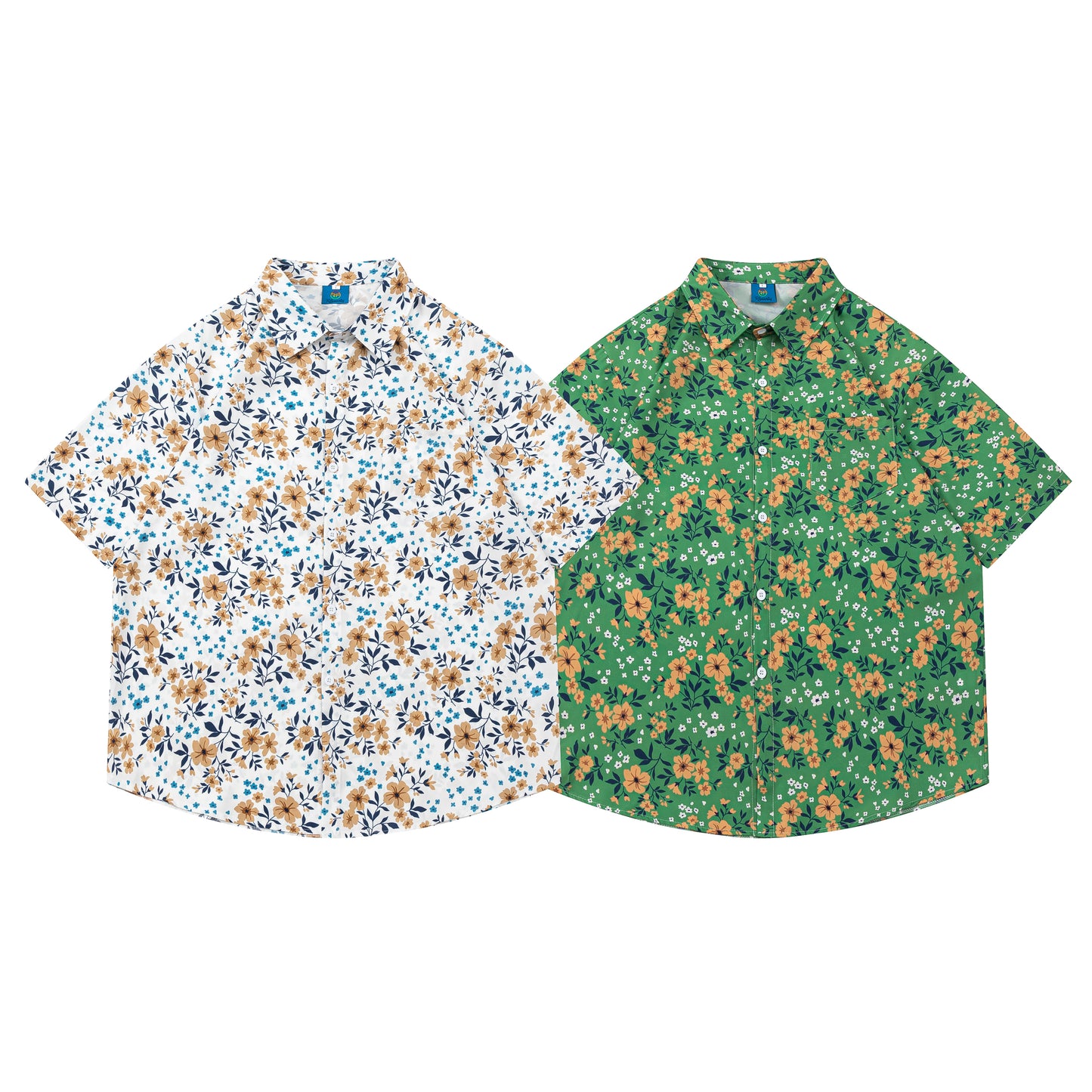 Fresh floral print short sleeve shirt