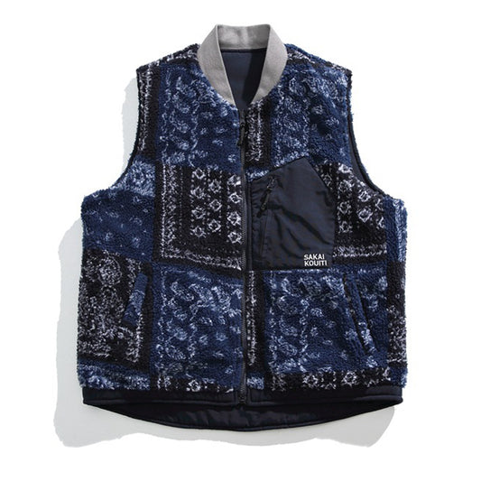 2-in-1 Cashew Floral Print Double-Sided Vest
