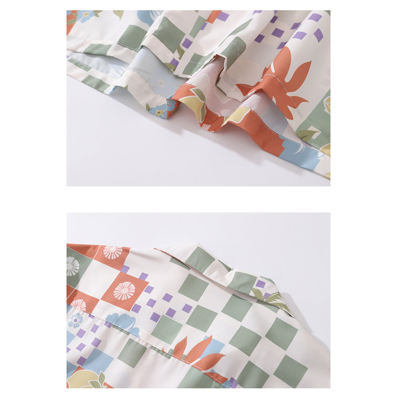 New summer geometric print short sleeve shirt