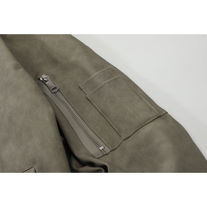 American casual simple classic leather jacket