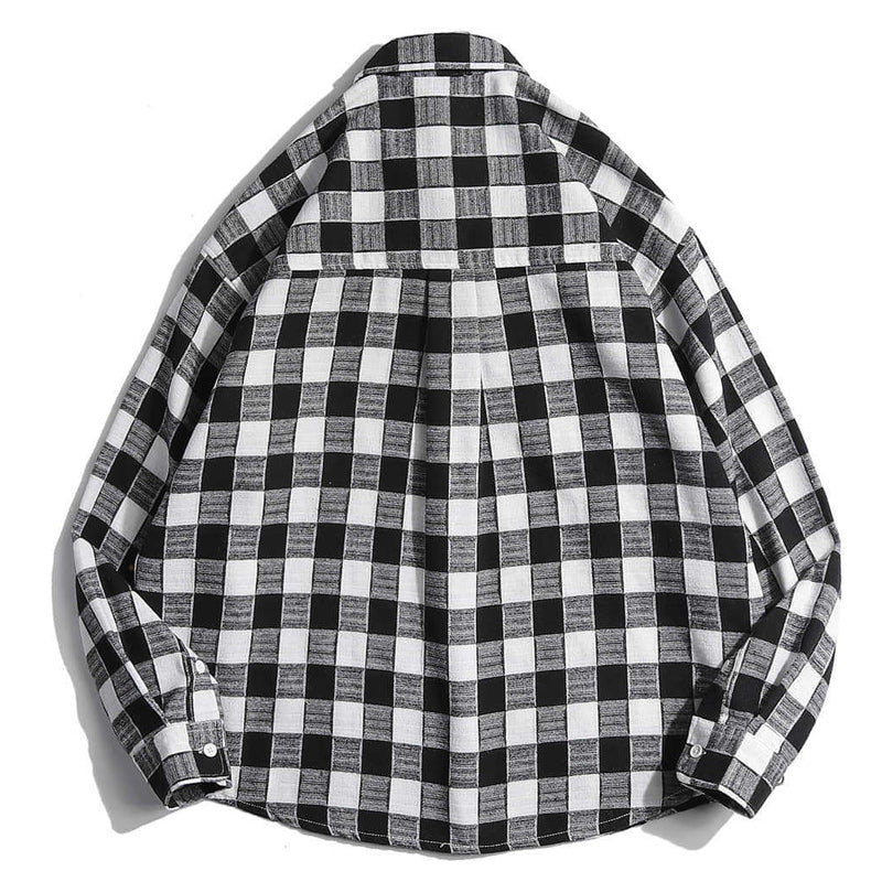Classic check pattern pocket long sleeve shirt