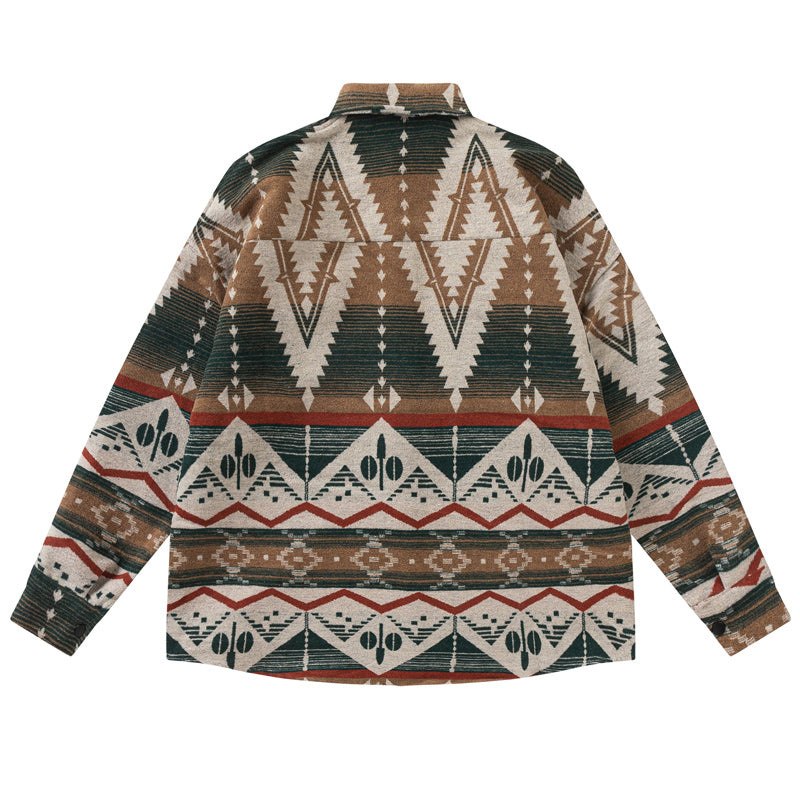 Ethnic print long-sleeved shirt for fall