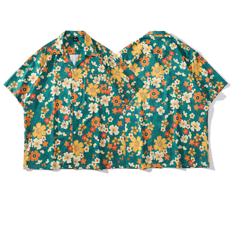 New for summer: Oil painting style floral print short sleeve shirt