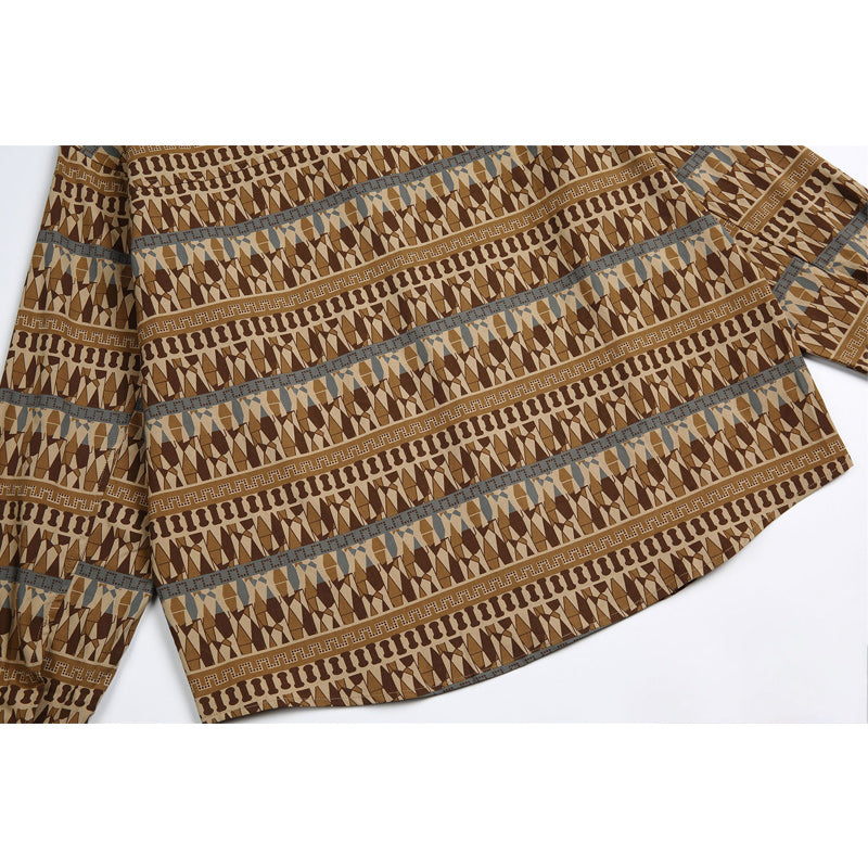Ethnic print long-sleeved shirt for fall