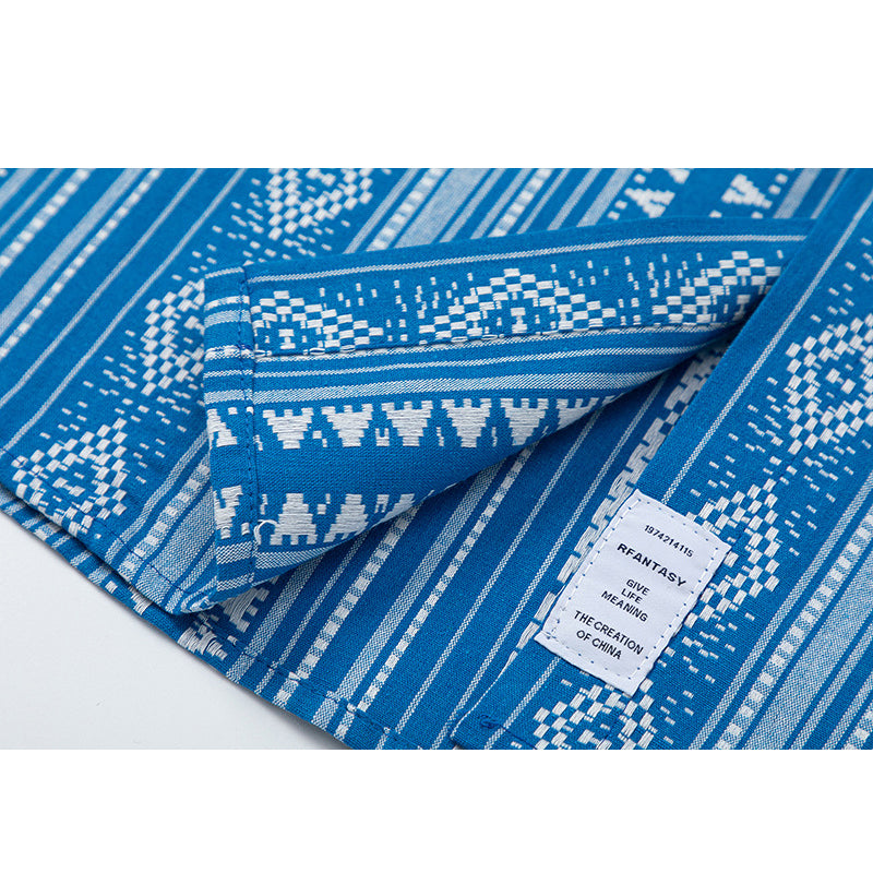 New summer geometric ethnic style short sleeve shirt