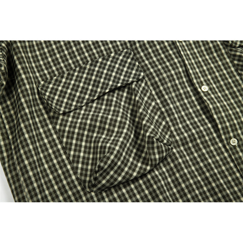 Classic Cuban check pattern work short-sleeved shirt