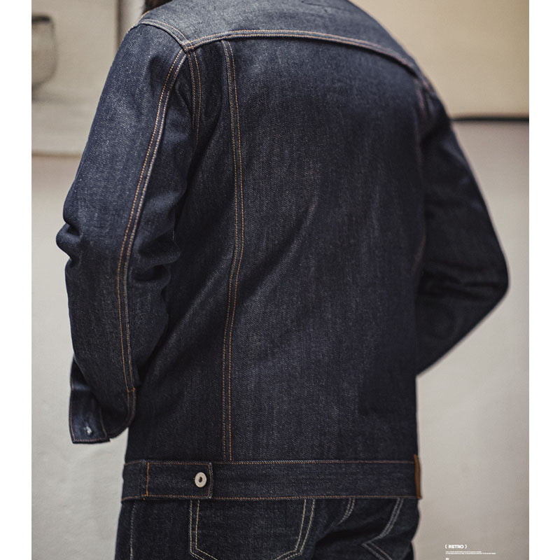 16.5oz Three-Eyed Eagle Print Twill Denim Jacket
