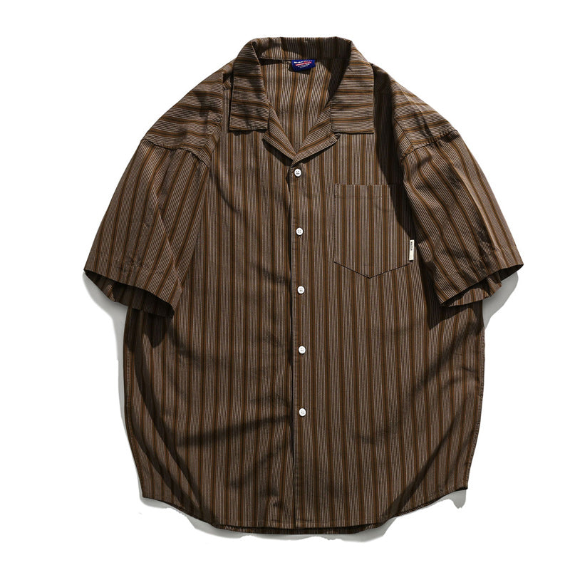 Classic Cuban striped short-sleeved shirt