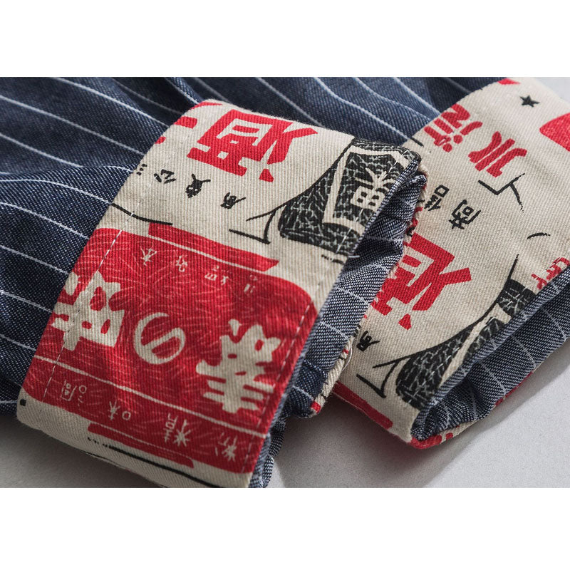 Striped pocket shirt with lettering on sleeves