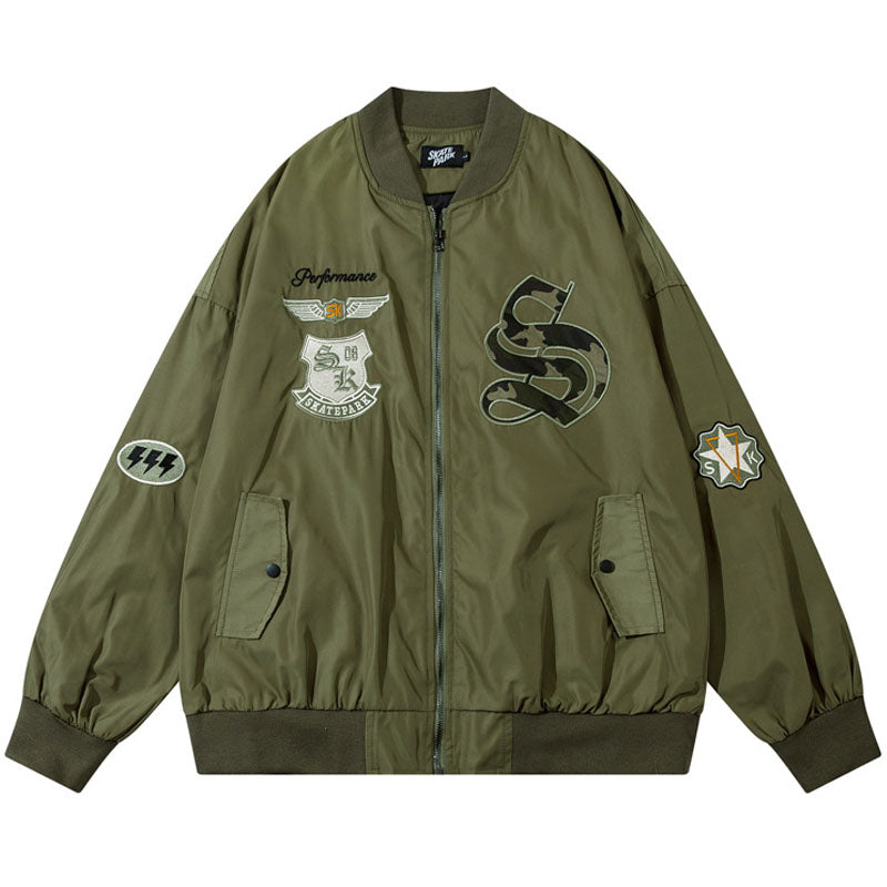 American casual embroidered alphabet flight jacket