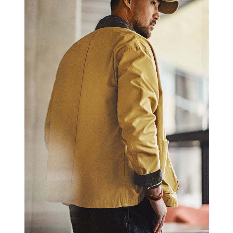 Safari jacket with corduroy collar and cuffs