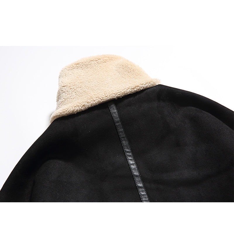 Casual lambswool mixed-color stand-collar down jacket