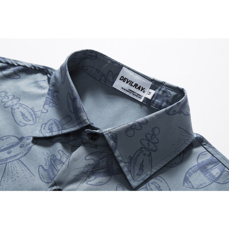 Retro all-over print aloha short-sleeved shirt
