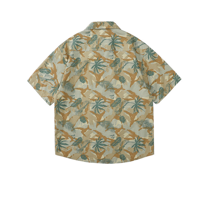 Retro all-over print aloha short-sleeved shirt