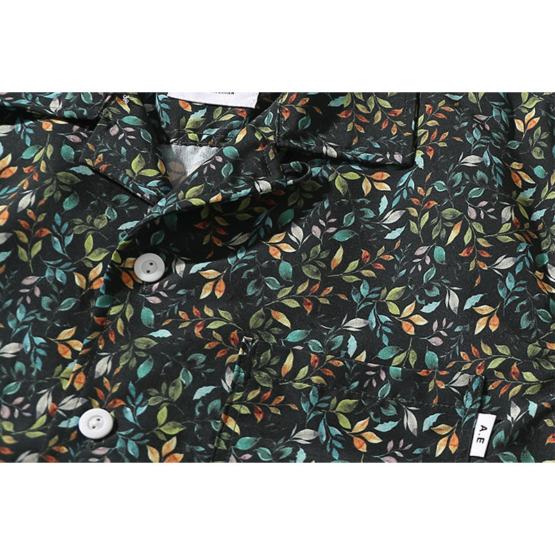Branch and leaf print aloha shirt