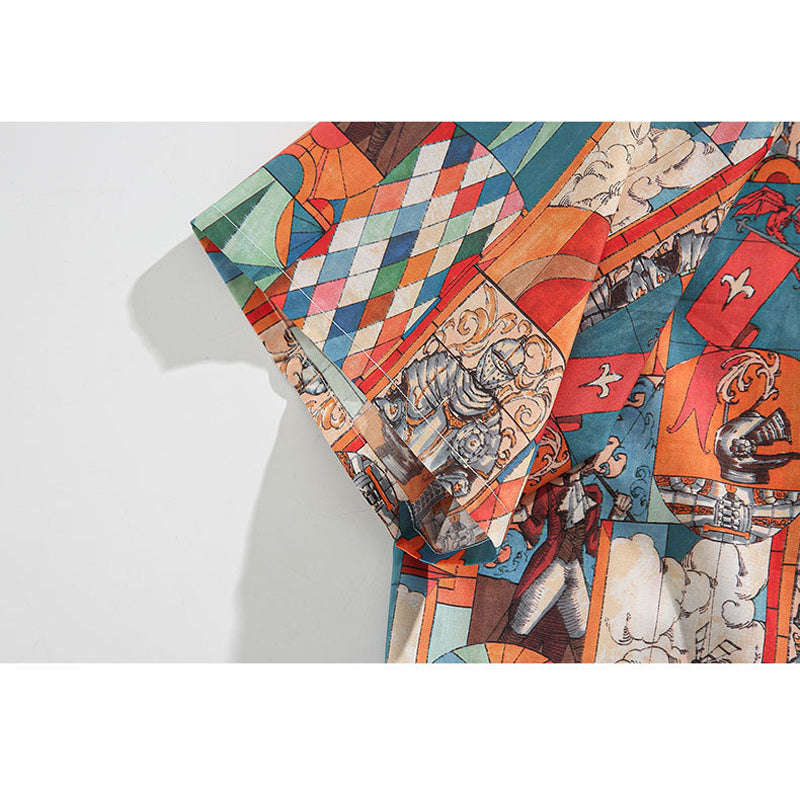 Retro all-over print aloha short-sleeved shirt