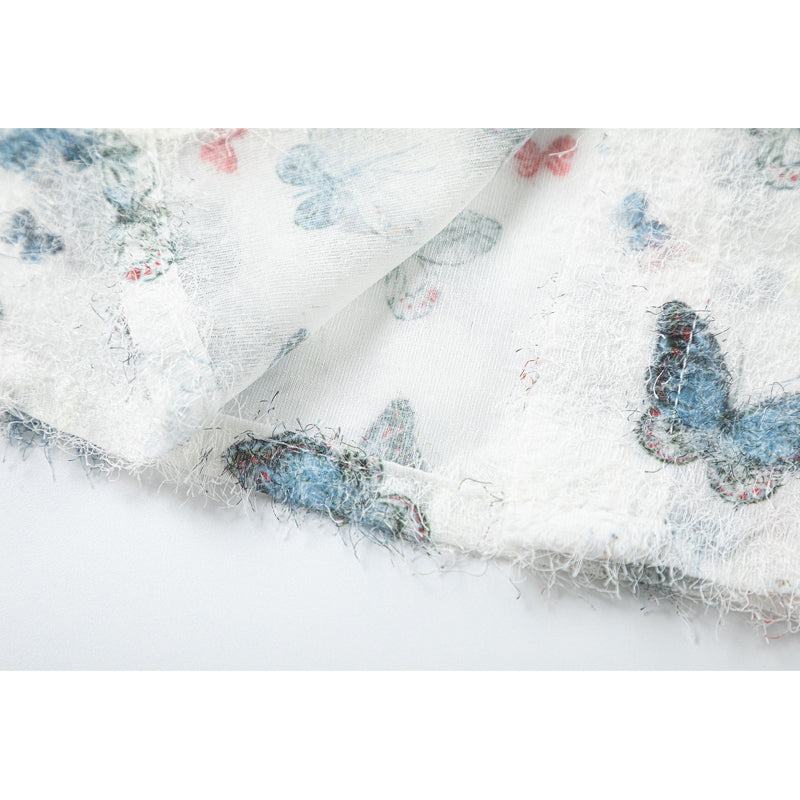 New for summer: Fringe butterfly print short-sleeved shirt