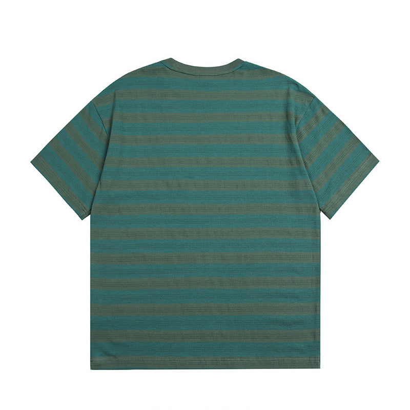 Striped BF-style couple casual short T-shirt