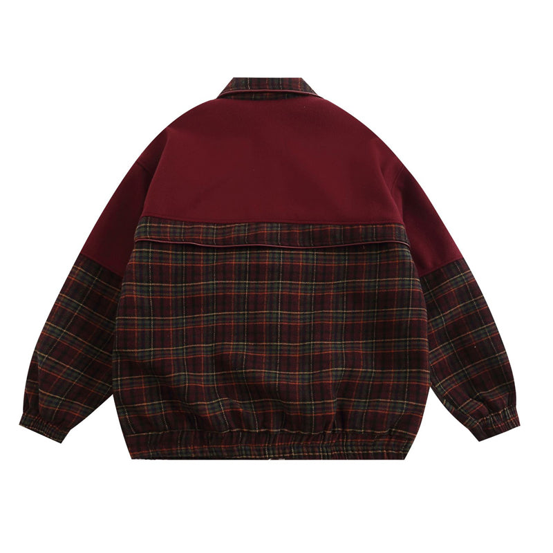 Men's Check Shirt, Fall/Winter, Loose Fit, Alphabet Embroidery, Baseball