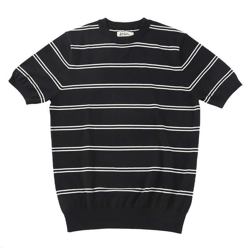 Classic horizontal striped high-quality knit T-shirt for commuting