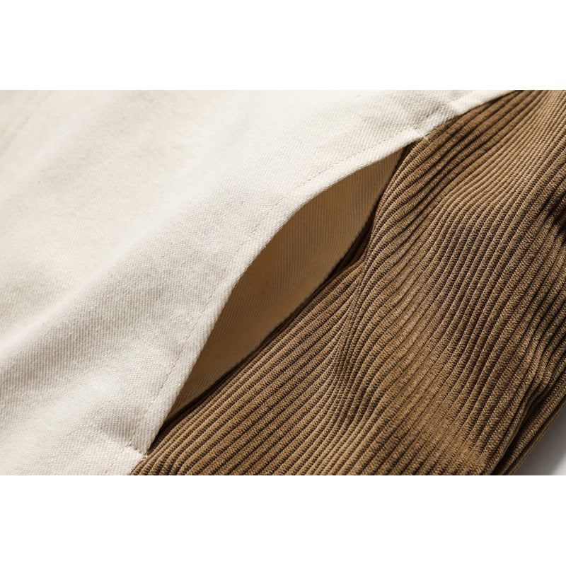 Mixed color turndown collar striped button jacket