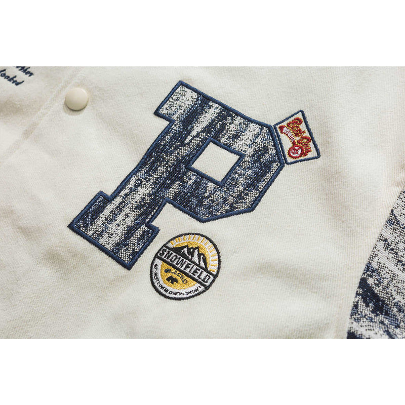 袖・配色切り替え 刺繡ワッペンスタジャン