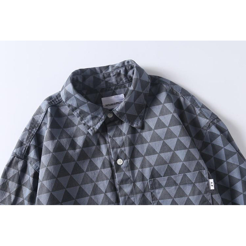 Geometric pattern American casual long-sleeved shirt