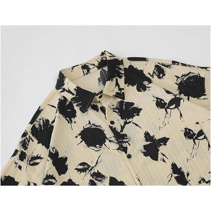 Retro floral short-sleeve Hawaiian quick-drying shirt
