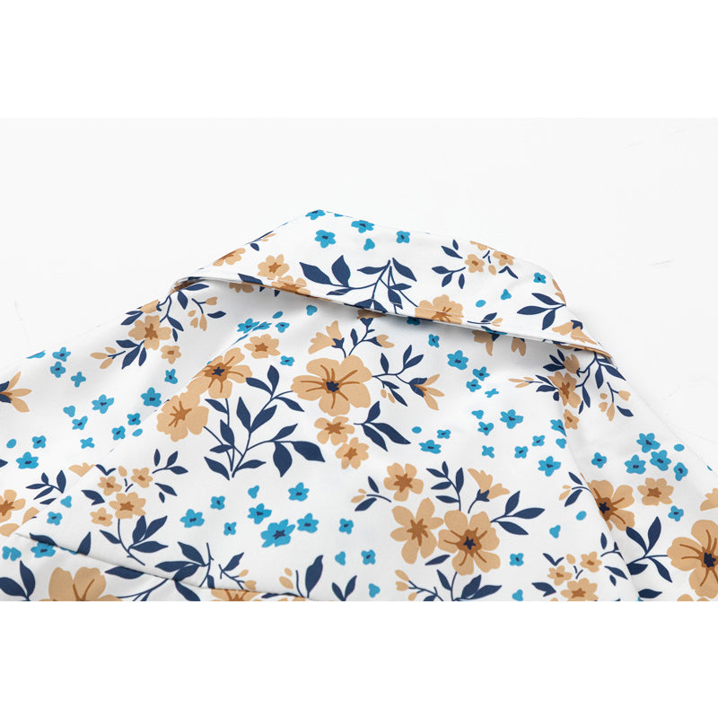 Fresh floral print short sleeve shirt