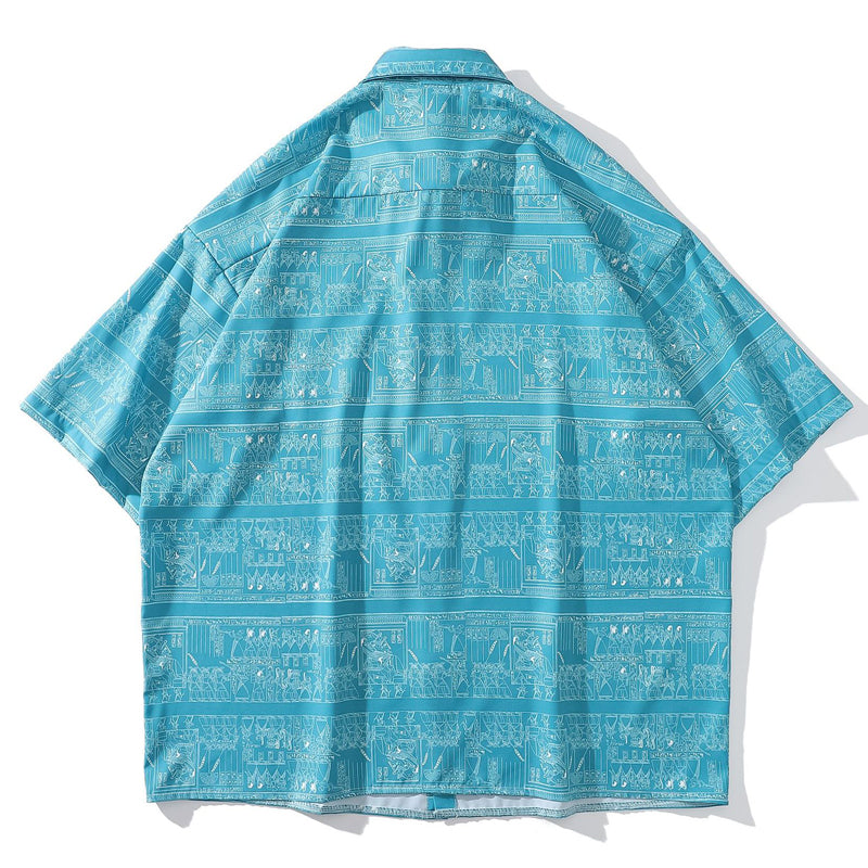 New for summer: ethnic print short-sleeved shirt