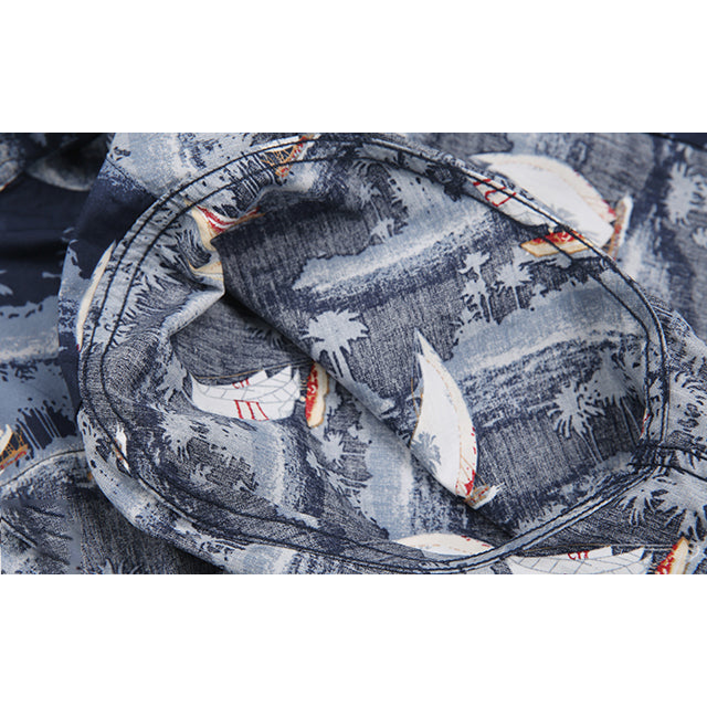 Cuban Color Island Trip Yacht Pattern Aloha Shirt
