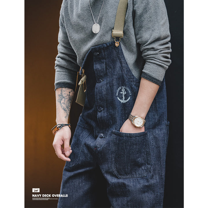 American Retro Navy Deck Overalls Denim