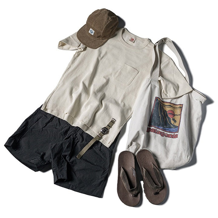 Plain roving cotton pocket tee in 4 colors