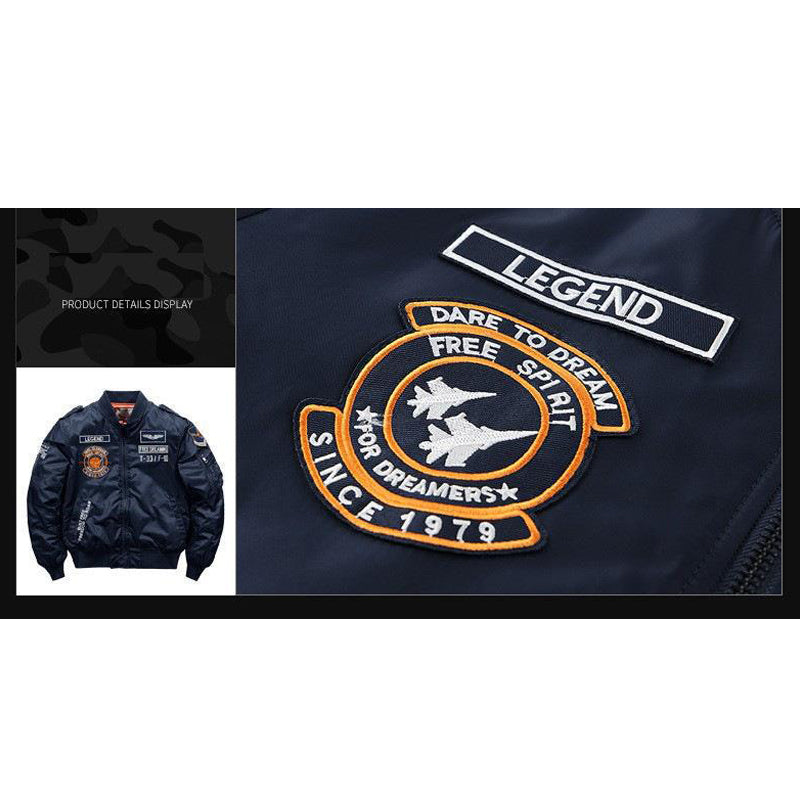 Printed Alphabet Thick Warm Padded Stand Collar Jacket